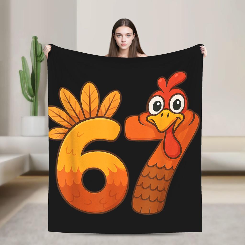 Dankbar für Sechs Sieben 6 7 Meme 67 Thanksgiving Truthahn Flanelldecken Winter Warm Weiche Überwurfdecke Schlafzimmer Bettüberwurf