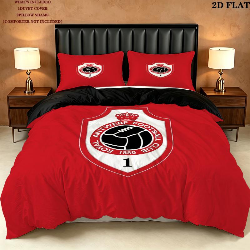 Royal Antwerp Fc Pattern Bedding uilt Set uilt Cover Pillowcase Home Decoration Birthday Gift (1 * duvet cover + 2 * pillowcase without core)