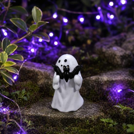 Spooky Ornament, Bat Pumpkin Ghost Model Halloween Decoration, Resin Ghost Figurine for Home Desktop Garden Holiday Decor
