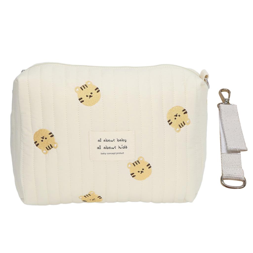 Geantă de scutece organizatoare, geantă de cărucior de mare capacitate, broderie rafinată din bumbac moale, organizator