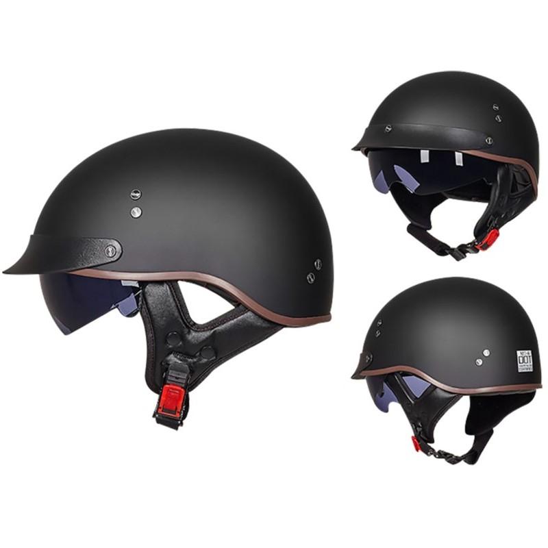 Retro Helmets For Motorcycle Capacete De Moto Helmet Vintage Street Touring Scooter Half Helmet Built In Visor DOT Certification