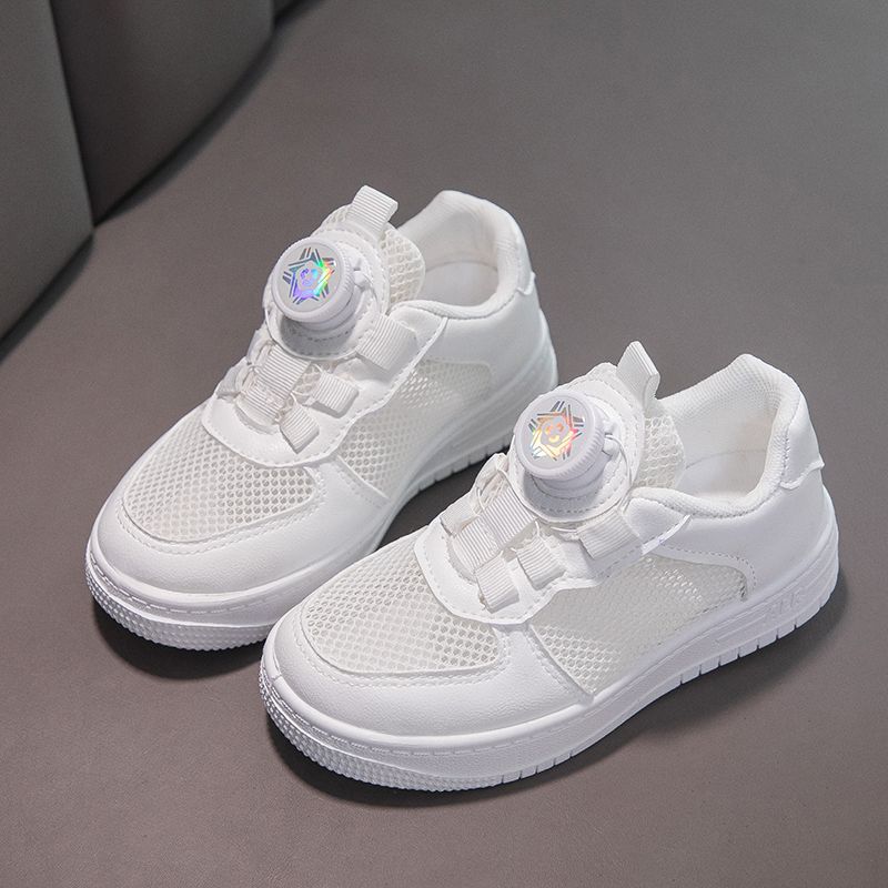 Children's Six One Little White Shoes Spring and Summer New Boys and Girls Mesh Breathable White Sneakers Student Campus Running Shoes