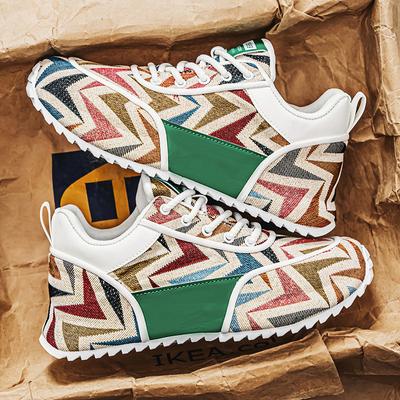 Buty Męskie 2025 Nowe Męskie Tkaninowe Oddychające Zwiększające Wysokość Sportowe Wygodne Codzienne Buty Blok Kolorów Outdoorowe Sneakersy