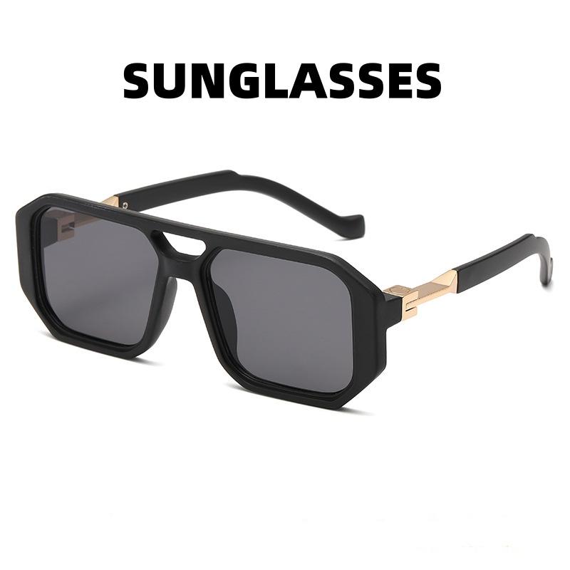Trendy Retro Art Double Beam Box Sunglasses UV400 Protection Fashion Street Photography Sunshade Glasses
