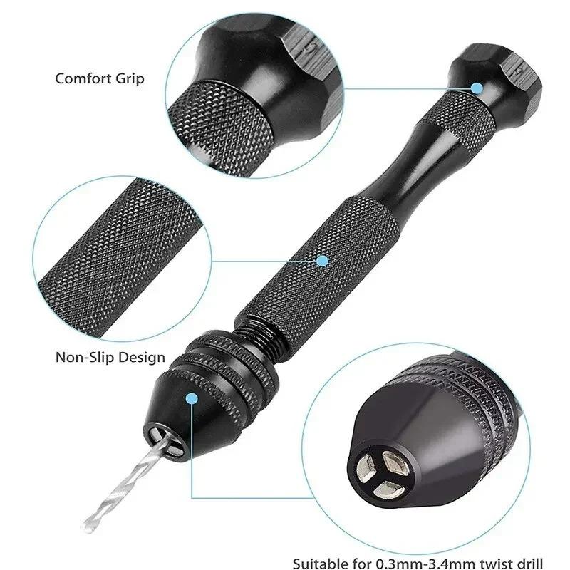 Mini Tool Set with Black Hand Fried Dough Twists Drill 10 Fried Dough Twists Drills for Woodworking To Drill Rotate Wood Hole