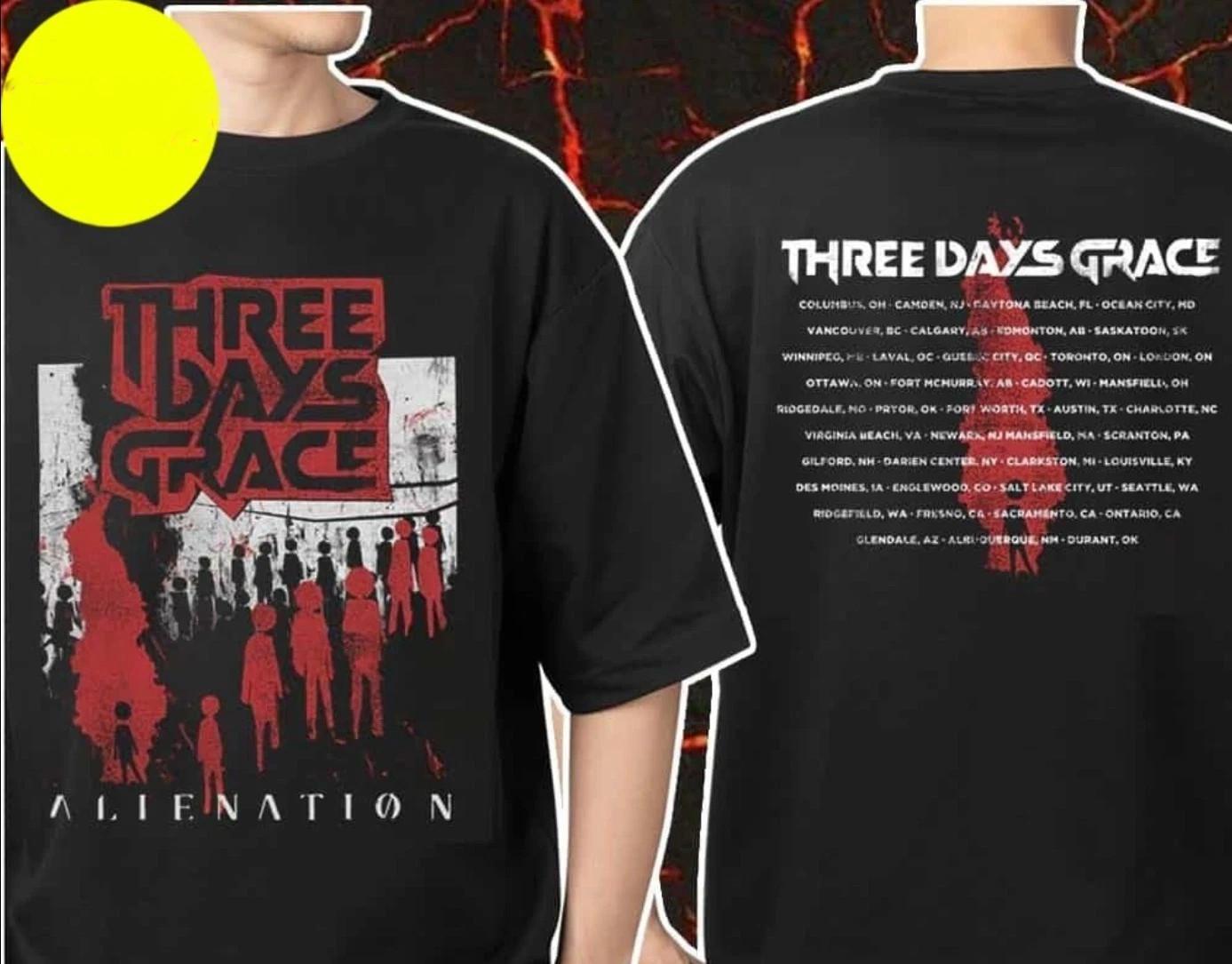 NEW!!! Three Days Grace Alienation 2025 Tour Merch T-Shirt Mens Womens Tees Top 4XL