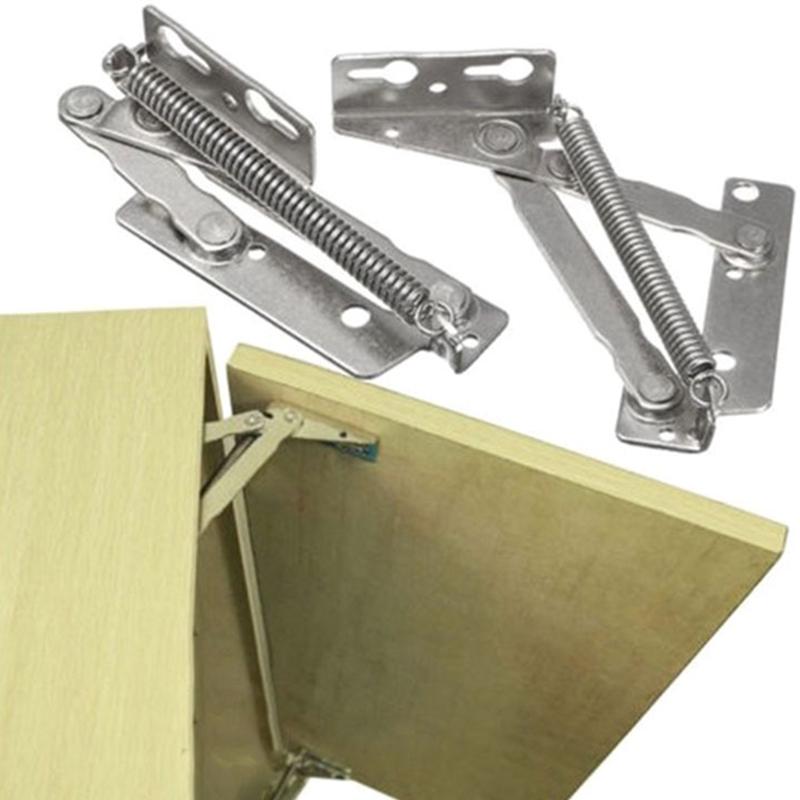 2pcs Lift Up Sprung Hinges Stay Flap Top Support Woodworking Furniture Cabinet Wardrobe Door Supporter Hardware Accessories