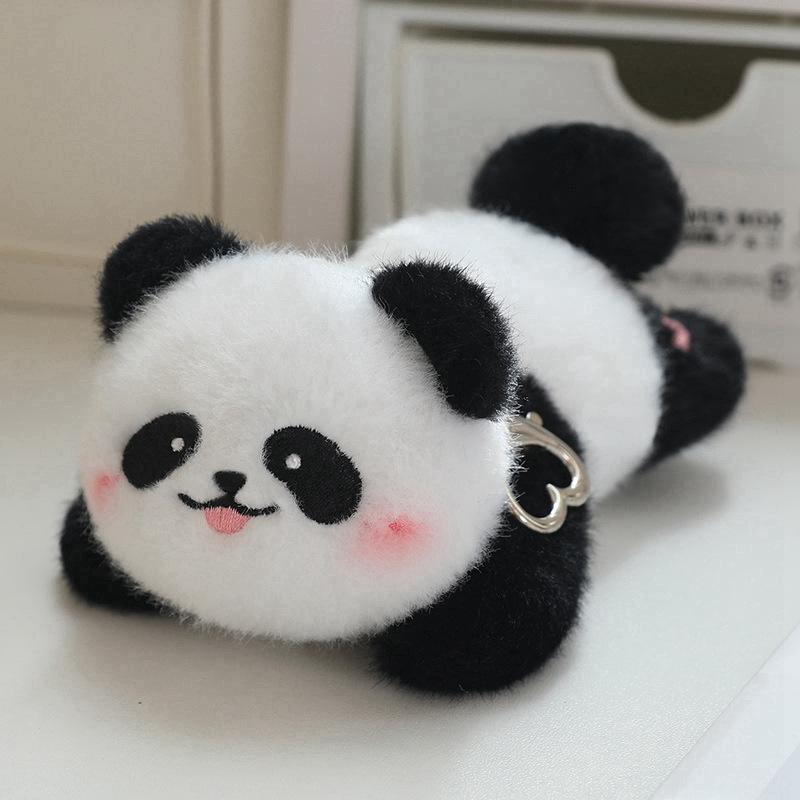 Cute Cute Cute Little Panda Doll Plush Toy Moving Tail Black and White Panda Doll Keychain Rag Doll