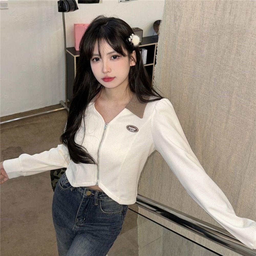 

Y2K Women Jacket Tops Short Coat Casual Slim Fit Blouse Girl L