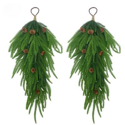 1 Manojo de Ramas de Pino Artificiales con Abundantes Piñas, Ramas Grandes de Agujas de Pino para Colgar en la Pared de Navidad, Pino Falso Exuberante para Decoración del Hogar DIY