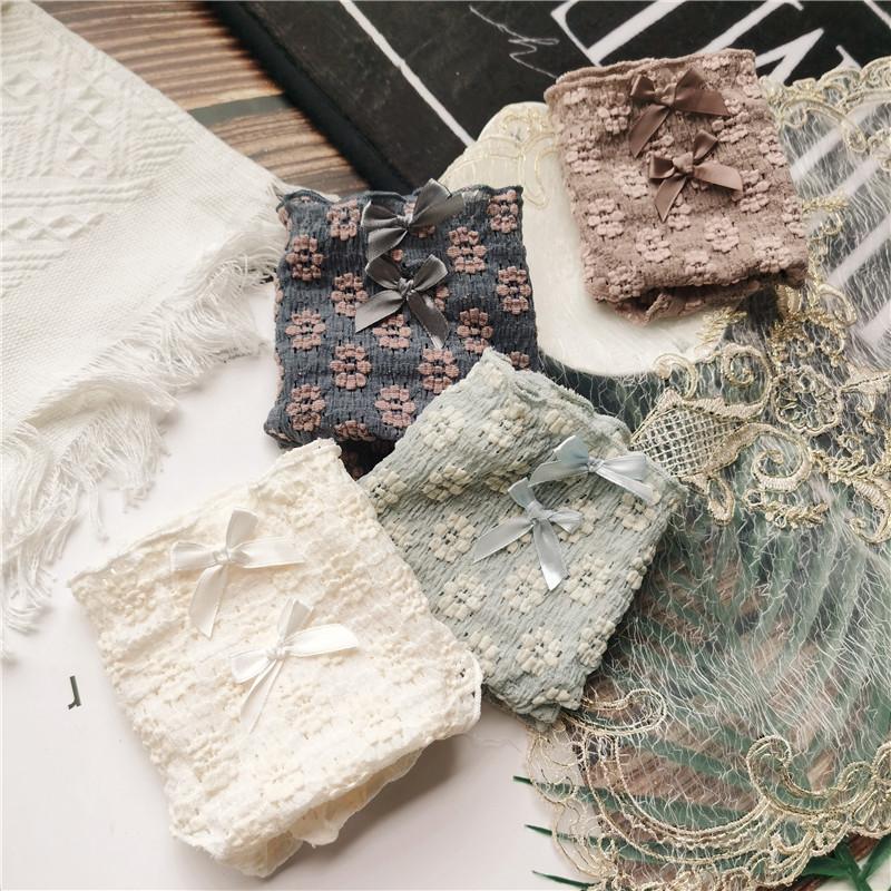 Vintage Cute Flowers Low Waist Bow Panties for Women