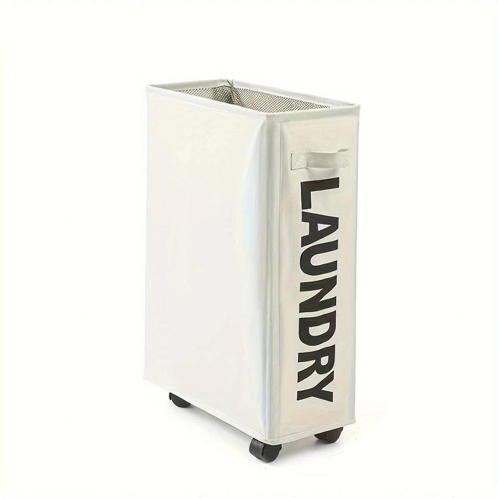 1pc - Large Waterproof Laundry Basket with Pulleys - Foldable, Multi-Purpose Storage for Bathroom, Laundry Room & Dorms