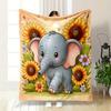 Cute Elephant with Sunflowers Print Blanket Soft and Cozy Perfect for the Living Room Bed Sofa or a Nap,gift