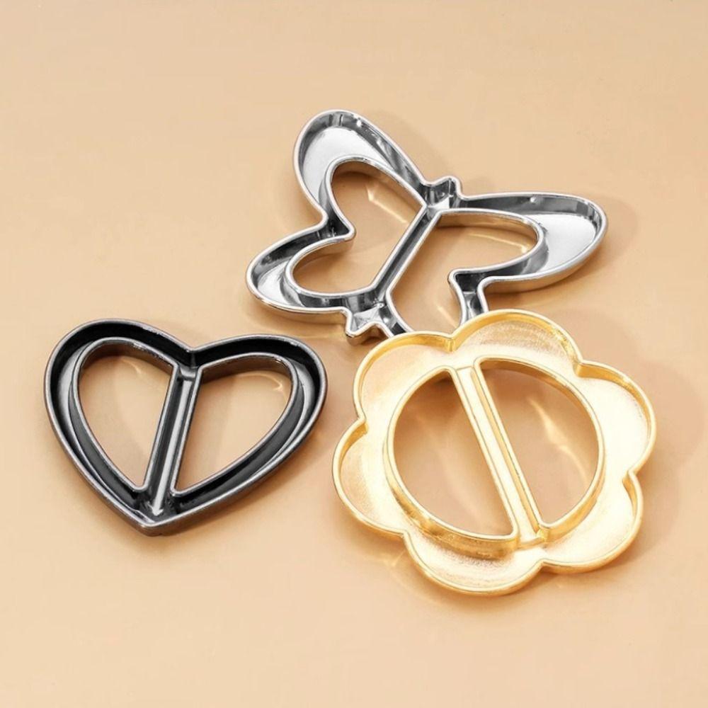Flower Heart Clothing Corner Knotted Buckles Round Waist Adjustment Fixed Snap Simple   Girls