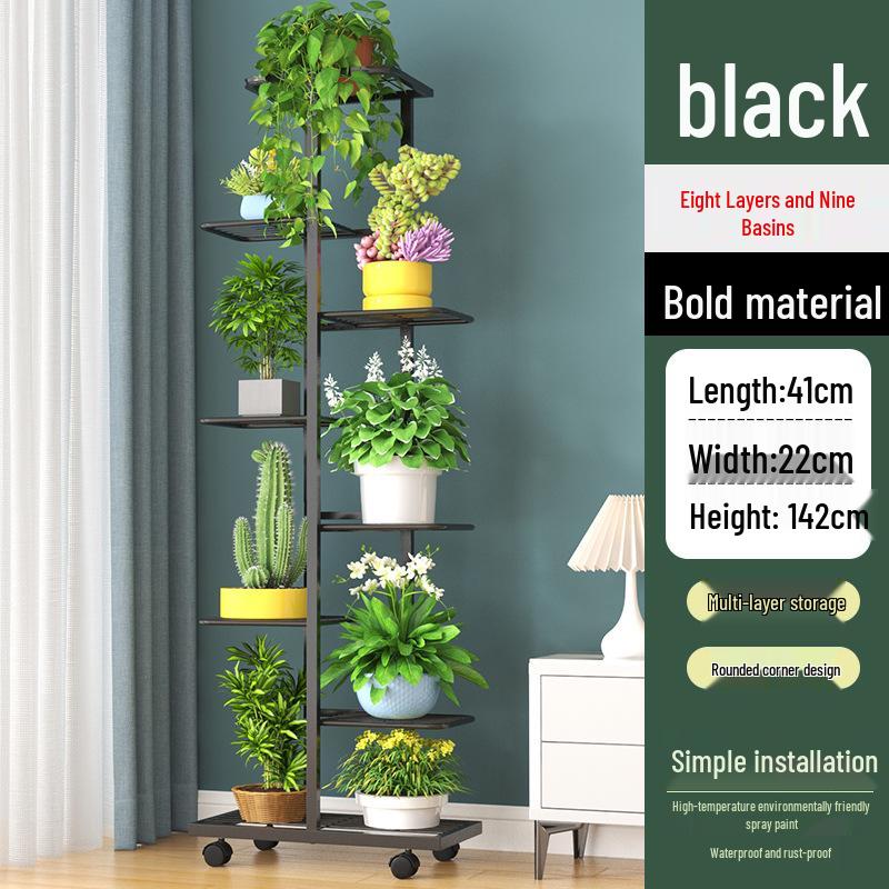 Wrought Iron Multi-layer Flower Stand Shelf for Indoor and Balcony Plant Display