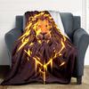 1pc Lion Flame Print Blanket - Lightweight Flannel Throw Blanket For Sofa, Bed, Living Room, Office, Outdoor Travel, Camping, Soft All-Season090