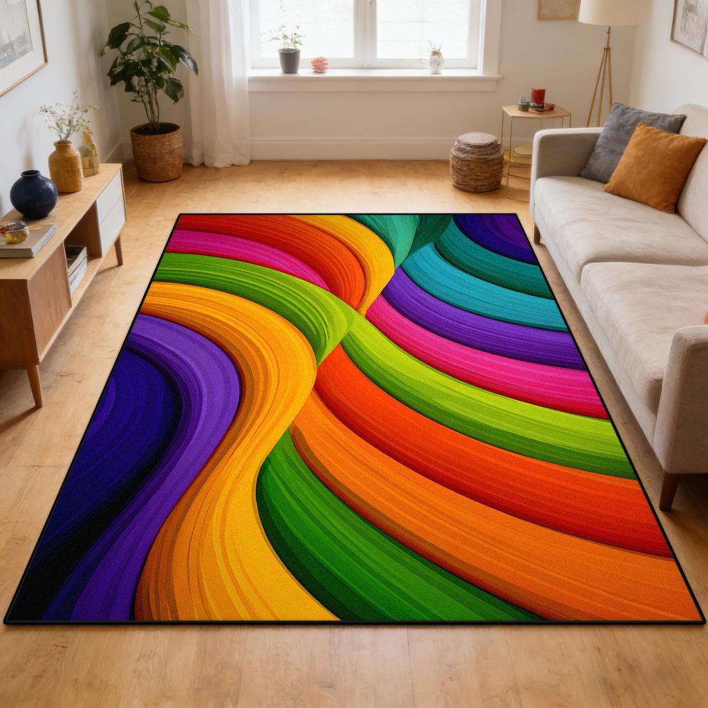 Dopamine Color Abstract Style Living Room Carpet Decoration Home Sofa Area Soft Rug Children Bedroom Non-slip Crawling Mat Floor
