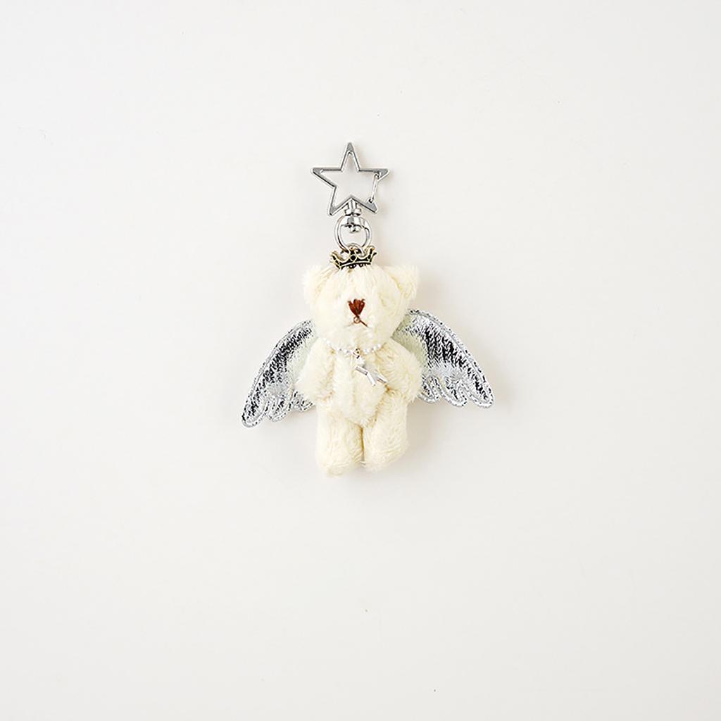 Přívěsek na klíče Andělský medvídek Roztomilá plyšová zvířátka Kroužek na klíče Závěsná ozdoba Přívěsek na batoh Kabelku Dárek pro dívky Ženy