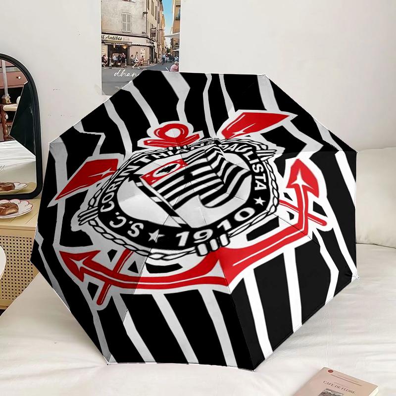 Ombrello con Emblema di Squadra di Calcio a 8 Stecche per Viaggio, Campeggio, Ombrello Leggero Portatile Casual, Essenziale per ogni Famiglia Regalo per le Vacanze