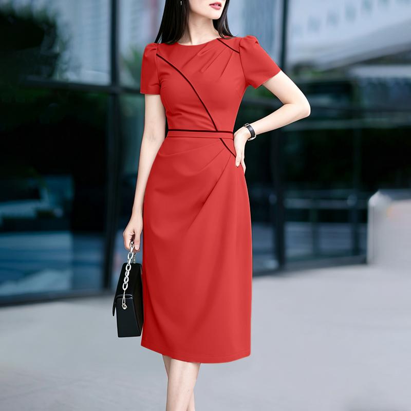 ZANZEA Women Casual Round Neck Summer Short Sleeve Sheath Dress