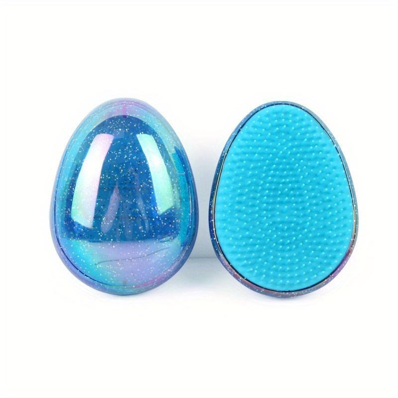 1pcs Mini Tangle Hair Comb Egg Shape Anti Static Soft Massage Hairbrush Glitter Travel Smoothing Brush Hair Styling Tools