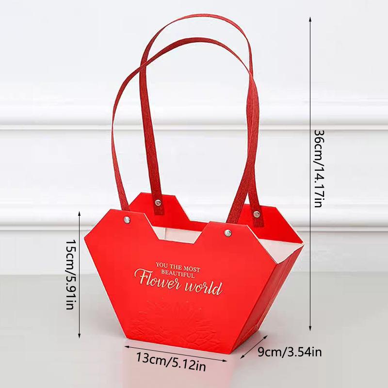

1 шт. Портативная цветочная корзина, упаковка для роз, подарочная коробка для свадьбы, дня рождения, рождественской вечеринки, букета цветов, декора красный