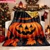 Blanket 1pc Halloween Pumpkin with Hat 2D-Printed Flannel Throw Blanket - Soft And Cozy Suitable for Use On The Sofa While Traveli