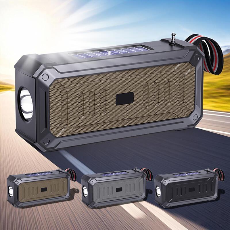 Solar Bluetooth Speaker Flashlight FM Radio TF USB MP3 Music Player Rechargeable