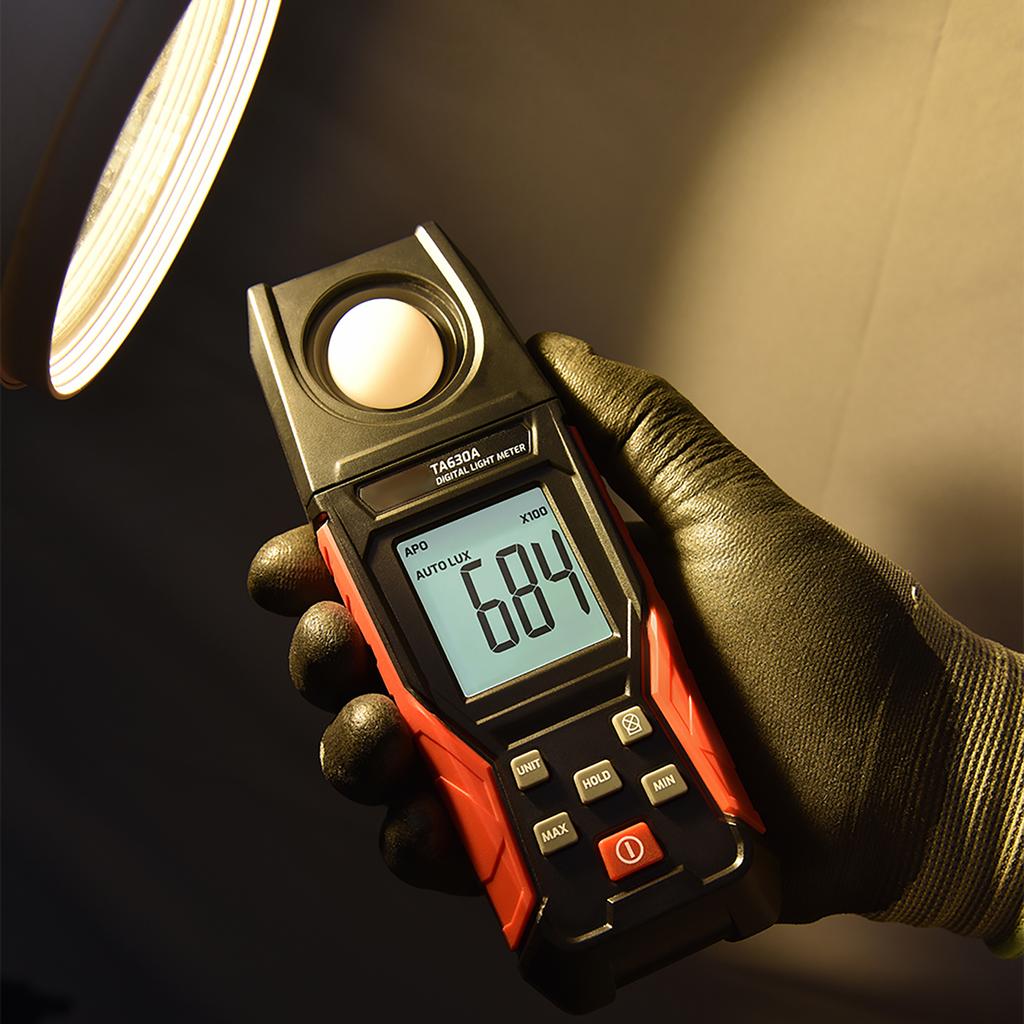 TASI Digital Light Meter Illuminance Lux Meter with Record Function LCD Display 0 200,000 Measurement Range Flexible