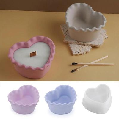 Heart Shape Candle Jar Silicone Mold Handmade Creative DIY Lace Succulent Flowerpot Creative Jewelry Concrete Resin Plaster Mold