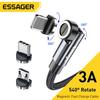 Essager 540 როტაციის მაგნიტური კაბელი 3A სწრაფი დატენვის მიკრო USB ტიპის C კაბელი IPhone-ისთვის Xiaomi მაგნიტური დამტენი ტელეფონის მონაცემთა სადენი