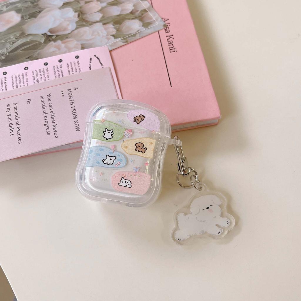 Drăguț câine lanț cheie husă pentru căști de desene animate pentru Apple Airpods 1 3 Pro 2nd 2 cutie de încărcare fără fir Bluetooth cățel husă anti-alunecare