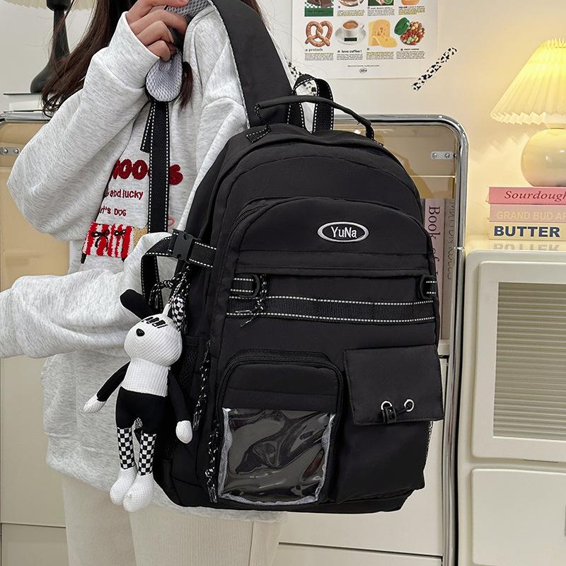 Schoolbag1011 Korean Harajuku Large Capacity Versatile Backpack Vintage Campus Middle and High School Student Tooling Style School Bag Lightweight