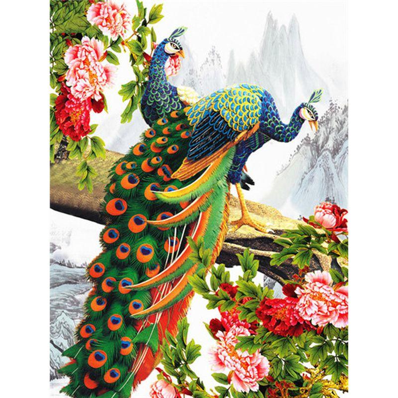 Pătrat cu diamante mozaic păun animal brodare completă broderie cu diamante pictură cu strasuri pentru decorarea casei