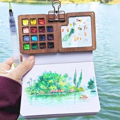 Travel Watercolor Set Pocket Mini Watercolor Paints Set Watercolor Painting Kit with Binder Clip Palette for Painting Party DIY Art Painting