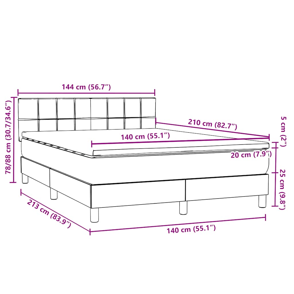 Box Spring Bed with Mattress Pink 140x210 cm Velvet