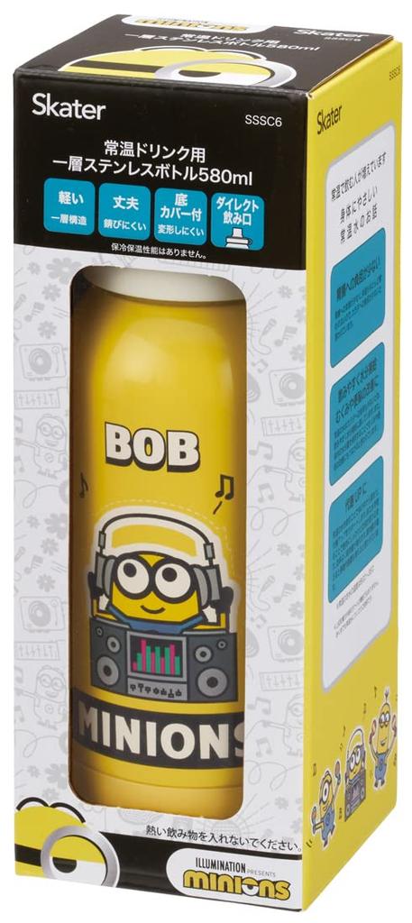 Skater Water Bottle Single Layer Stainless Steel Bottle 580ml Room Temperature Healthy Drink Minions SSSC6-A