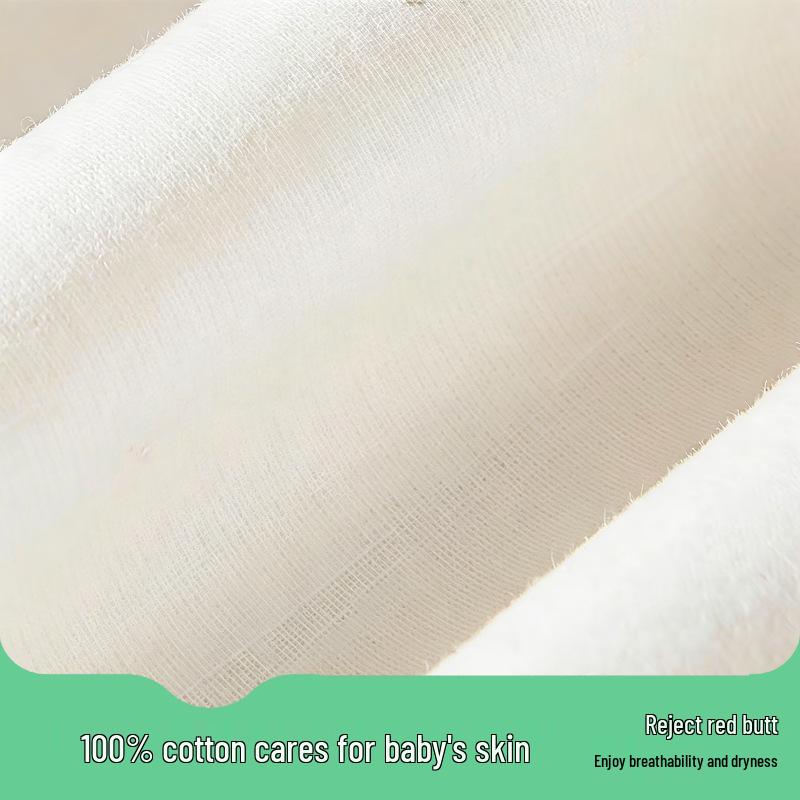 Class A Breathable Pure Cotton Baby Gauze Diaper - Washable, Skin-Friendly, Double Layer Swaddle for Newborns, Pure White.