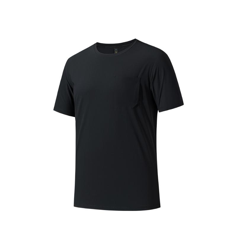 Anta Champion All-Weather Series Comfortable Simple Solid Color Casual Round Neck Pullover Short Sleeve T-Shirt Men Tops Basic-Black 152520111-5