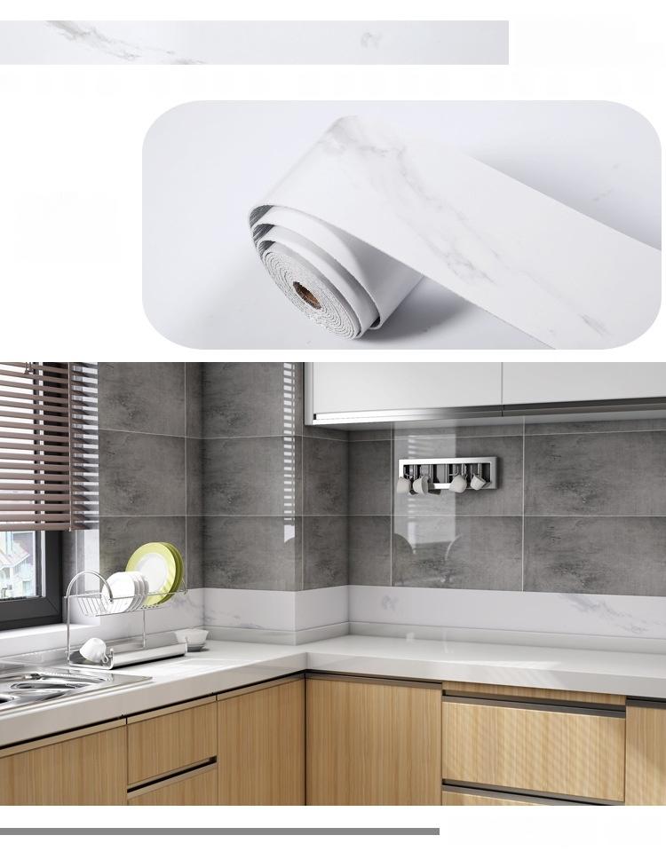 1PC 5m/196.85inch Marble Self-adhesive Border Floor Stickers for Living Room Skirting Line Waterproof Waist Line