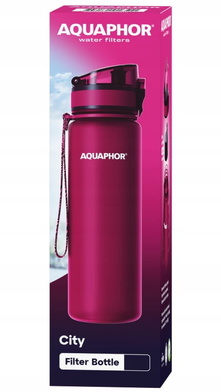 AQUAPHOR 1 filter bottle, 08 L, burgundy, water filter cartridge