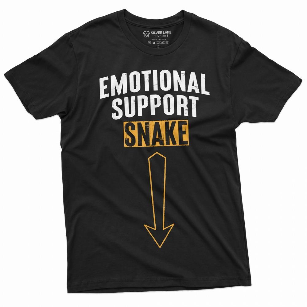 Mens Funny T-Shirt Emotional Support Snake Tee Humorous Adult Joke T-Shirt