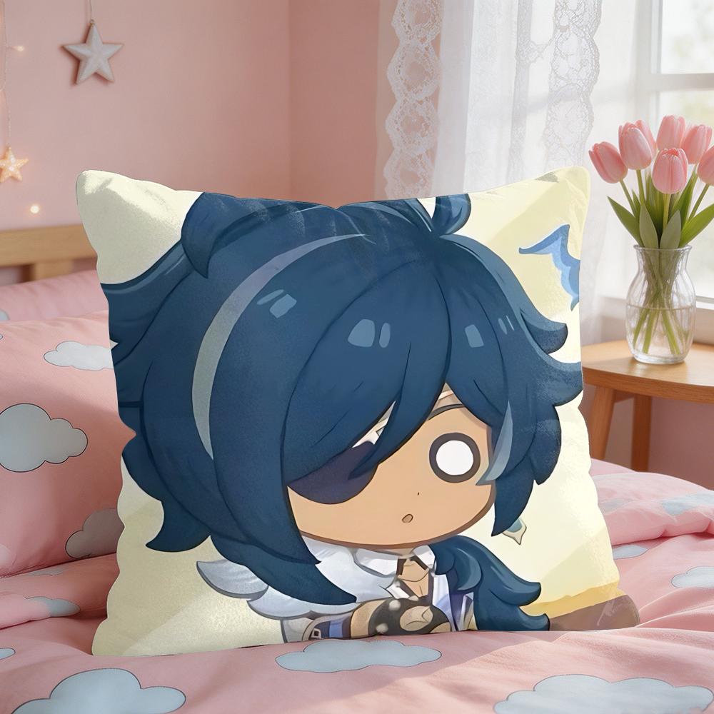 Kaeya Cute Genshin Game Cushion Cover Short Plush Pillow Case Room Sofa Cushion Covers Home Decor Funda