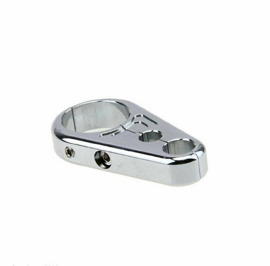 Chrome Aluminum Alloy Brake Clutch Cable Wire Clamp Clip For 1" 25mm Handlebar