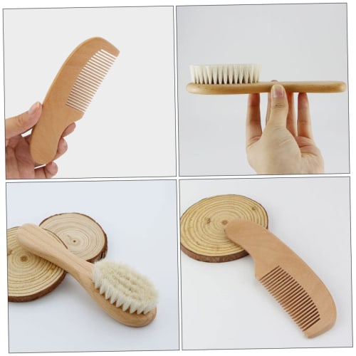 SEWACC 1 Set Toddler/Children's Hair Washing Brush Comb Kit Wooden Comb Wool Brush Set