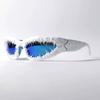 Punk Sportliche Cat-Eye-Sonnenbrille Harzbeschichtete Schutzbrille für Festival-Partys Streetwear Mode Unisex Hip Hop Schutzkleidung für die Augen