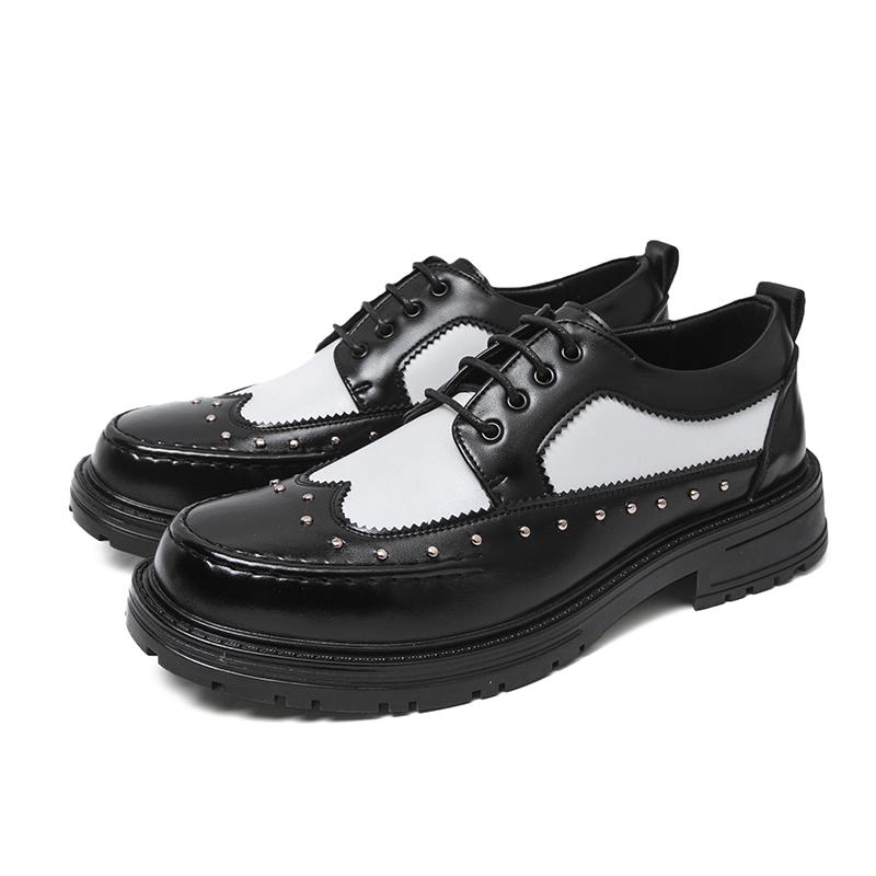 Trend Leather Platform Shoes For Men Classic Brogues Chunky Social Leather Shoes Man  Derby Casual Business Shoes