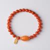 Original Naturlig Isflytande Södra Röd Aget och Honungsbärnstenspärla Damarmband