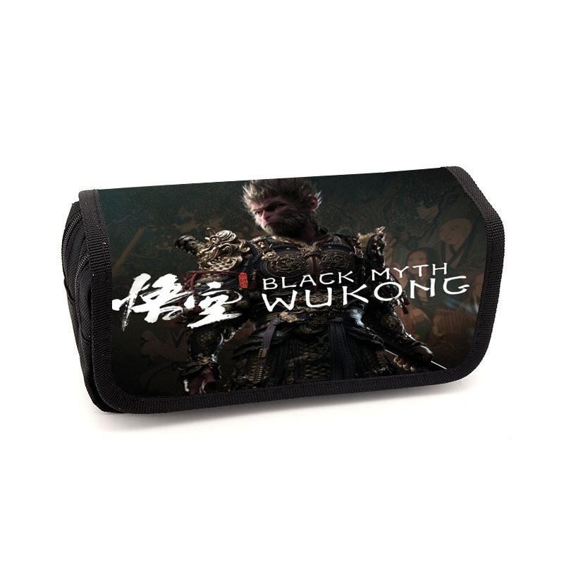 Spacious Black Myth Wu Kong Double Layer Student Storage Bag Oxford Material Design