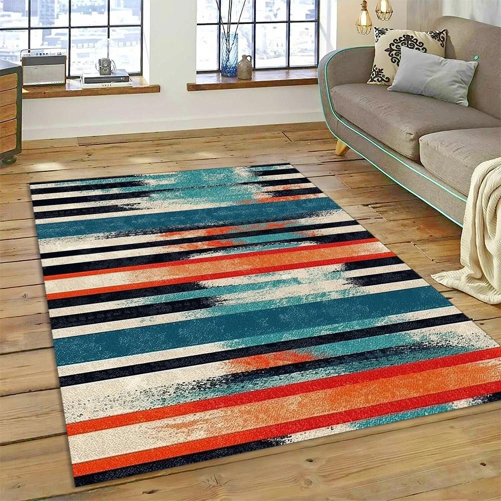 2025 New Style Bohemian Abstract Modern Art Geometry Carpet Rug for Living Room Bedroom Home Sofa Decoration,Non-slip Floor Mat